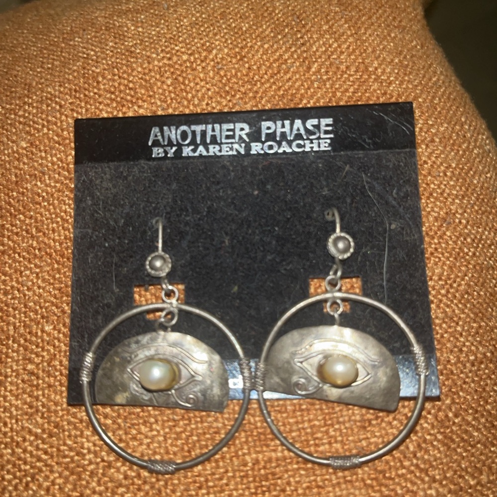 Silver Earrings with Pearl Accent